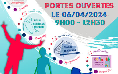 PORTES OUVERTES ENSEMBLE SCOLAIRE CHARLES DE FOUCAULD – Samedi 6 avril 2024 de 9H à 12H30